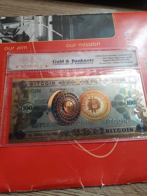 Certify 100Bitcoin Banknotes 24k gold
